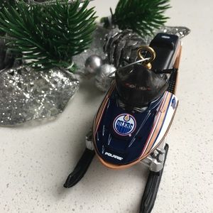 Snowmobile Edmonton Oilers Christmas Ornament